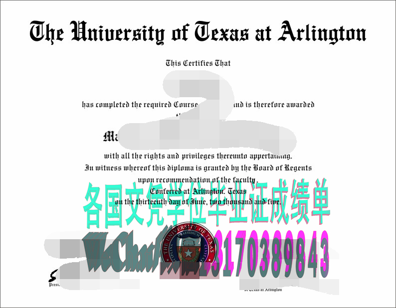 仿制假德州大学阿灵顿分校学位证书