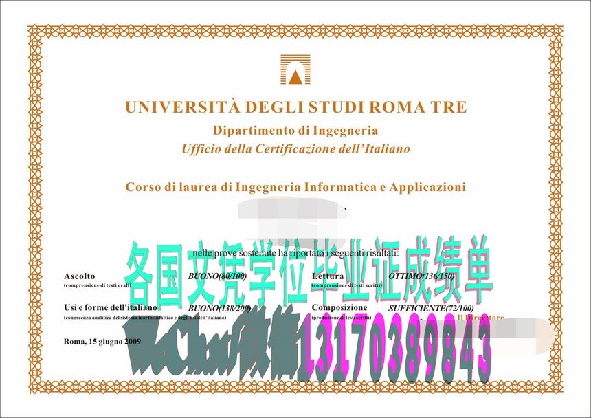 罗马第三大学学位证书原版