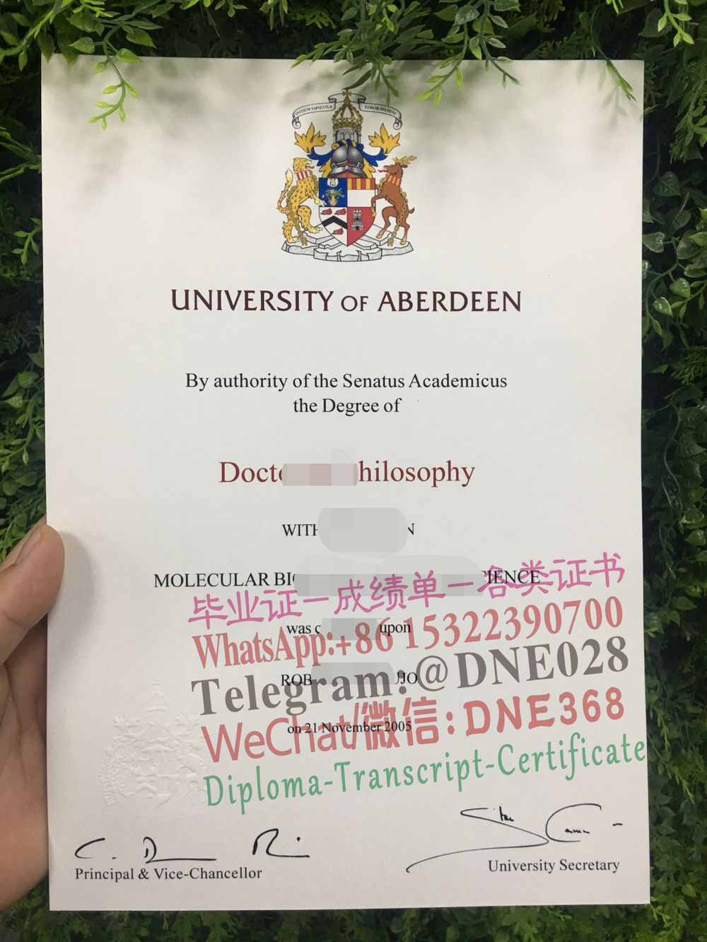 英国阿伯丁大学毕业证样本