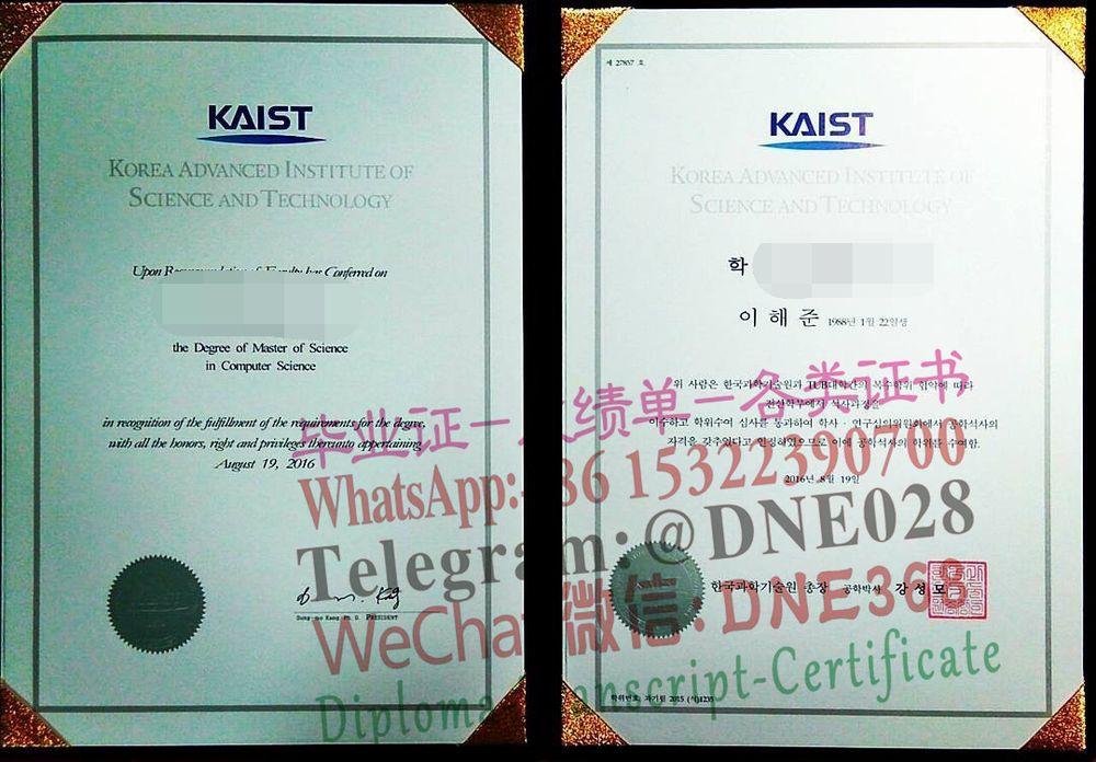 韩国科学技术院毕业证样本